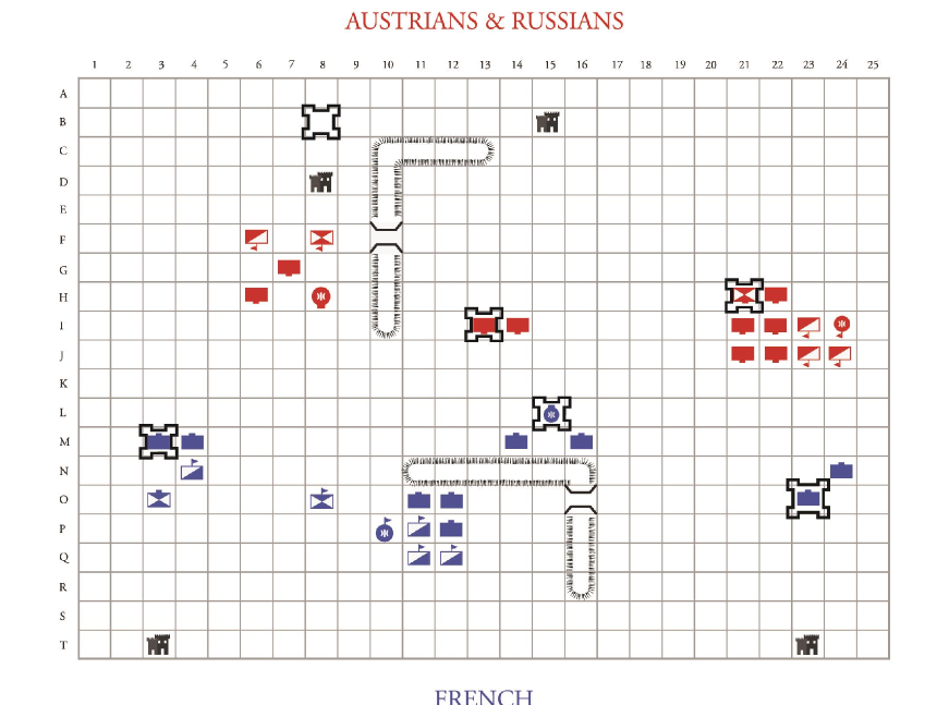 1805 battle of Austerlitz scenario for Guy Debord’s The Game of War.